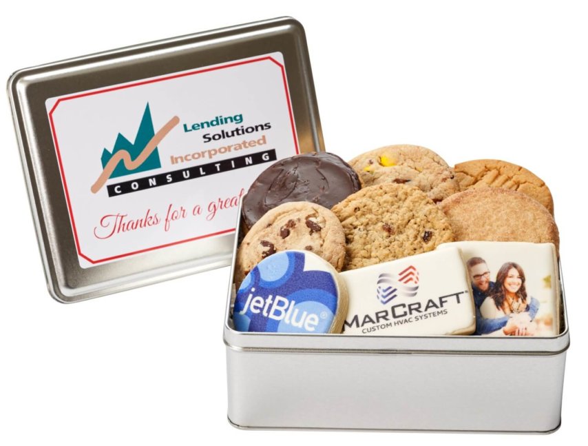 Logo Cookie Tin With Three Logo Cookies