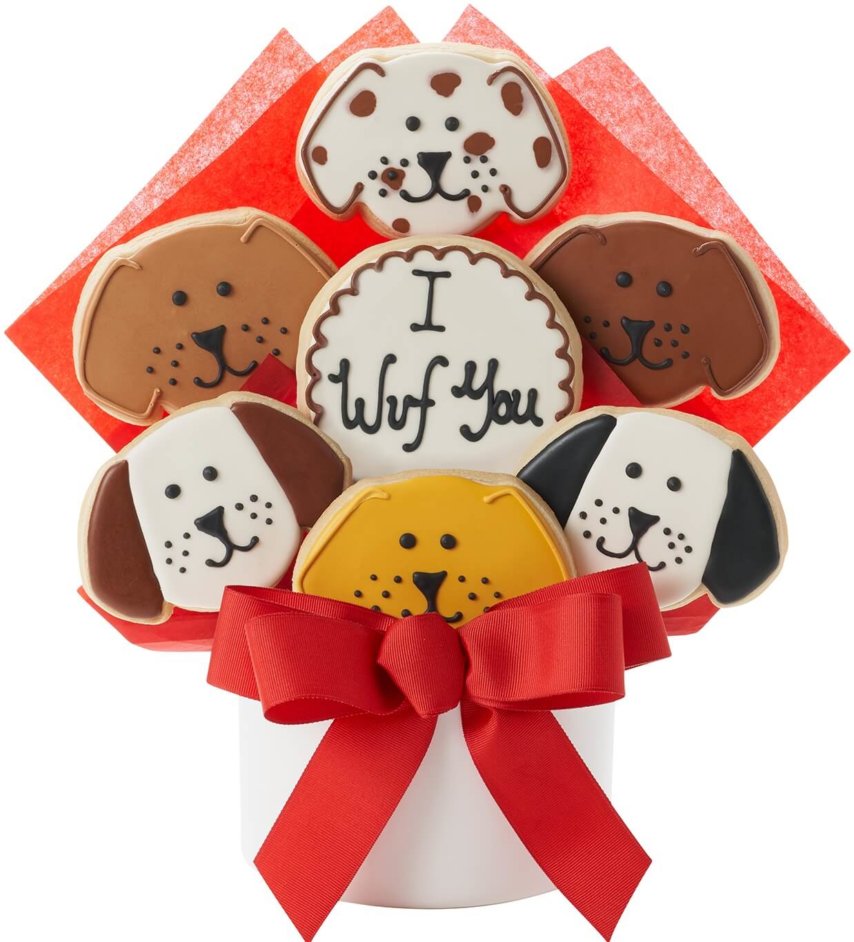 "Wuf You" Dog Cutout Cookie Bouquet