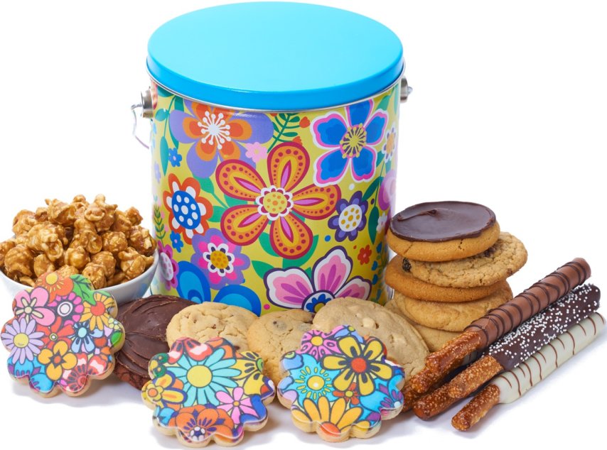 Vivid Floral Gourmet Cookie Tin