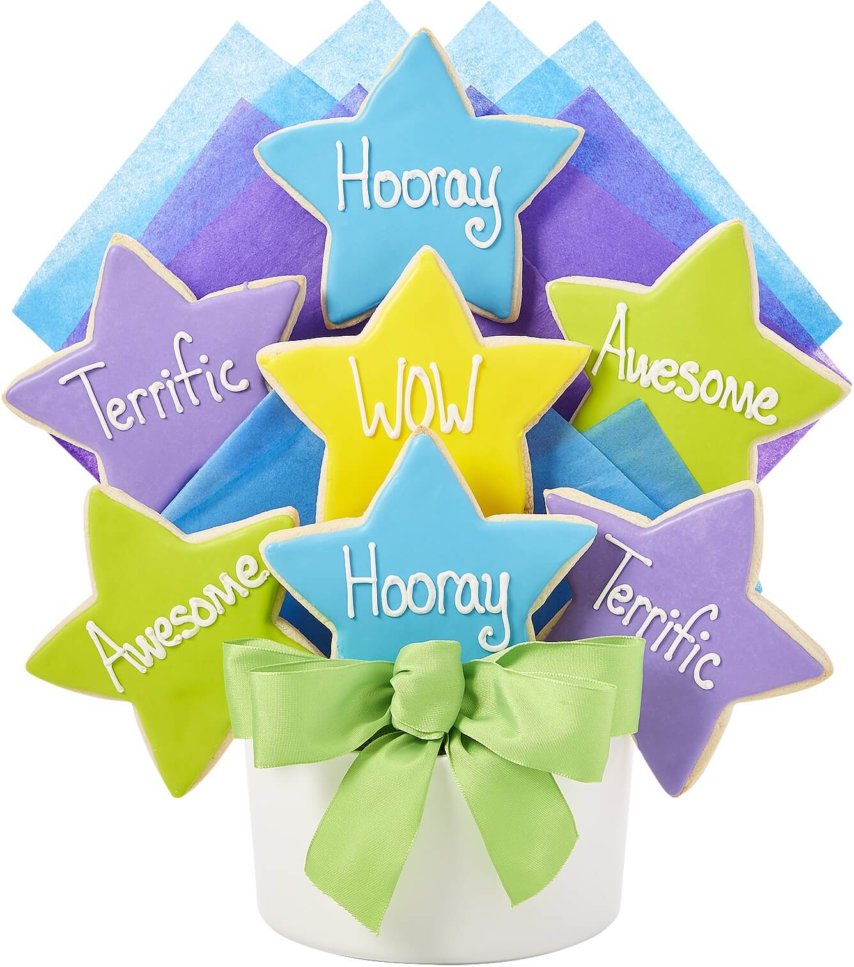 WOW Star Cutout Cookie Bouquet