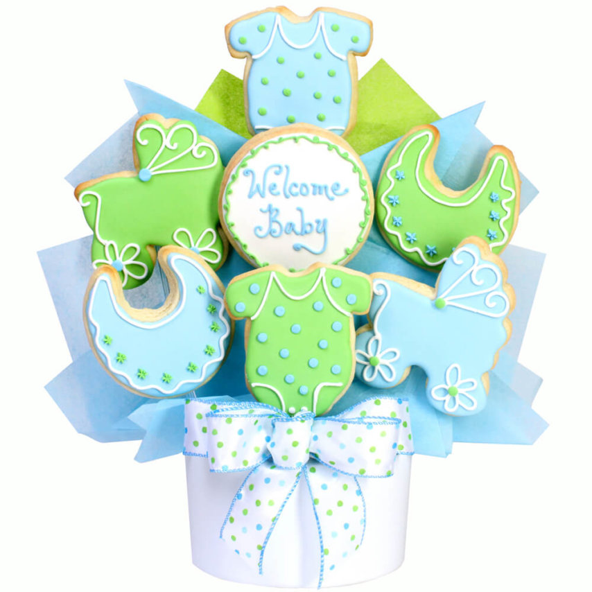 Baby Boy Cutout Cookie Bouquet