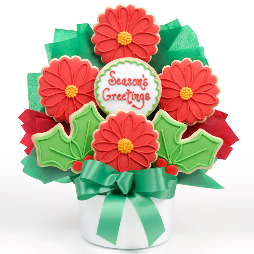 Poinsettia Cutout Cookie Bouquet