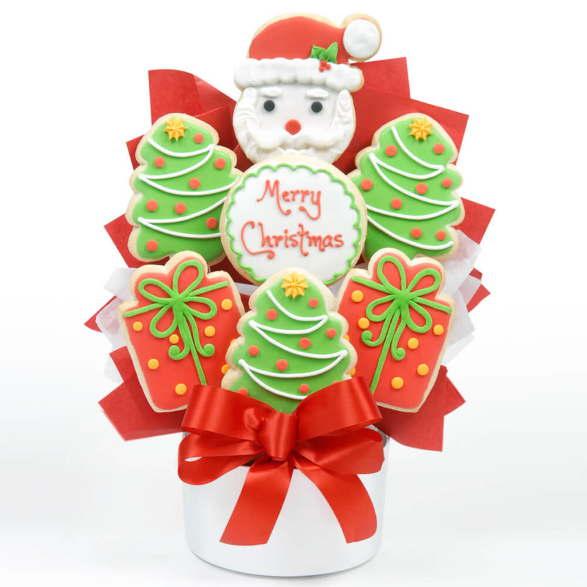 Merry Christmas Cutout Cookie Bouquet