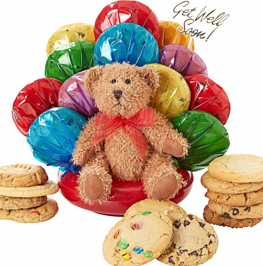 Get Well Teddy Bear Cookie Bouquet