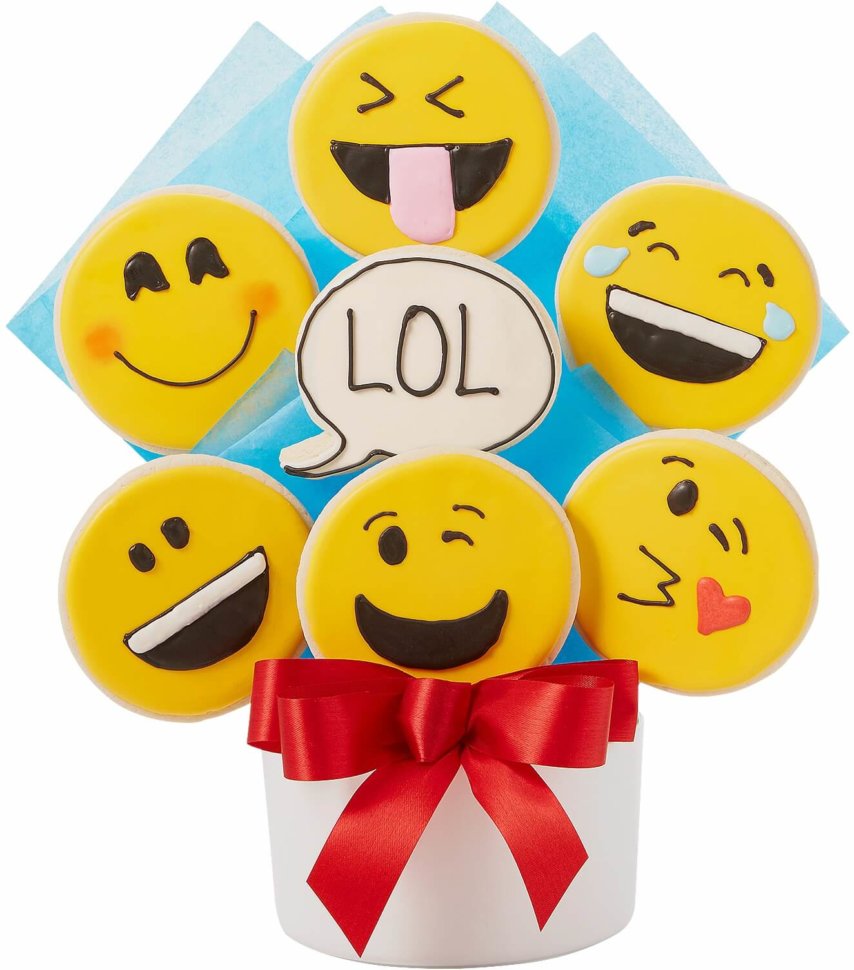 LOL Emoji Cutout Cookie Bouquet