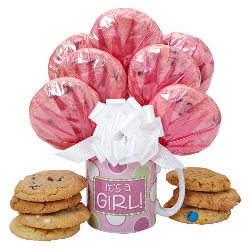 Baby Girl Mug Cookie Bouquet