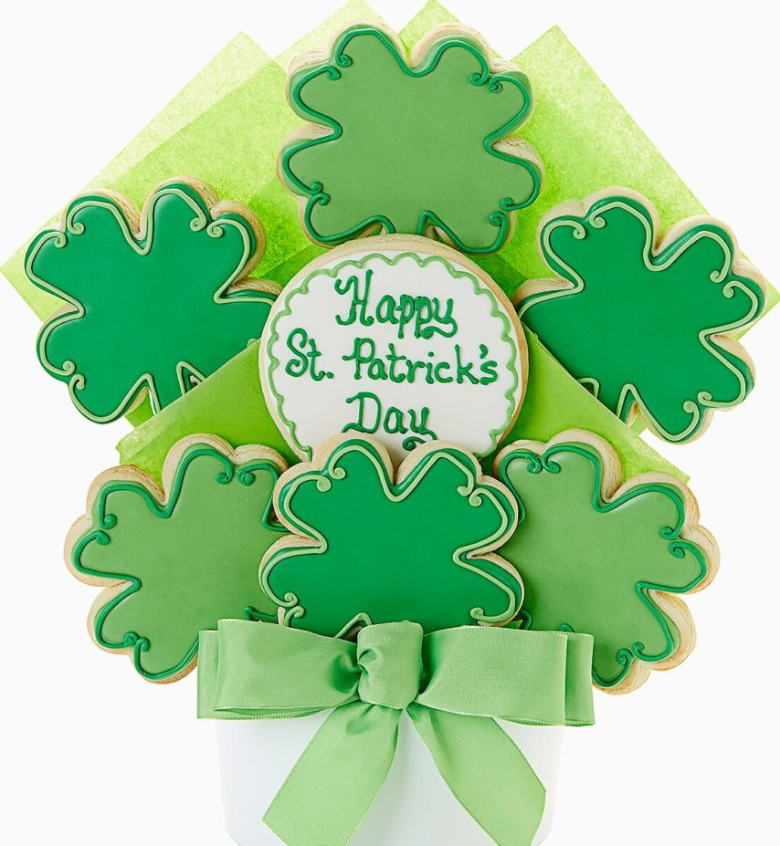 Shamrock Cutout Cookie Bouquet